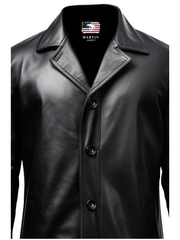 Men Leather Coat - Black Leather Coat