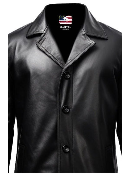 Men Leather Coat - Black Leather Coat