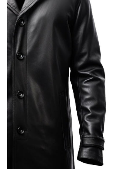 Men Leather Coat - Black Leather Coat