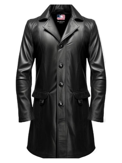 Men Leather Coat - Black Leather Coat for Men