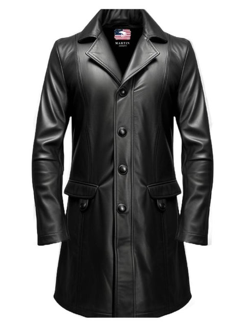 Men Leather Coat - Black Leather Coat for Men