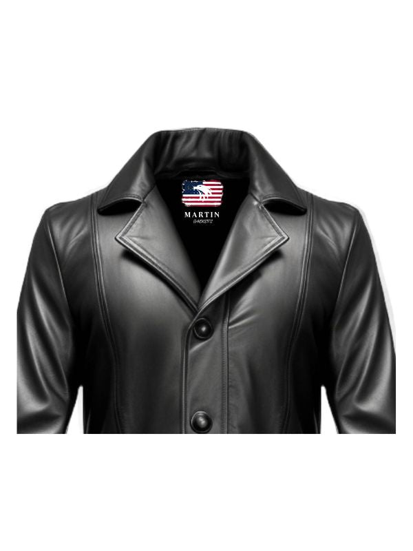 Men Leather Coat - Black Leather Coat for Men