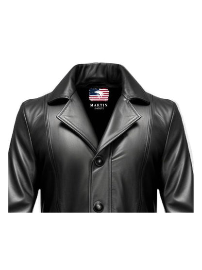 Men Leather Coat - Black Leather Coat for Men