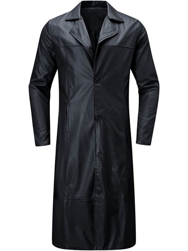 Men leather long coat