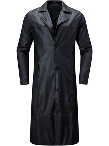 Men leather long coat