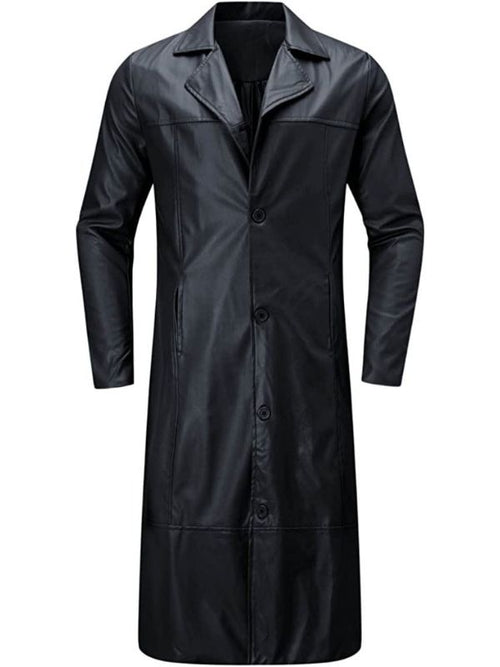 Men leather long coat