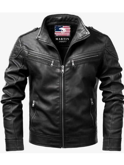 Men Oliver Black Moto Biker Leather Jacket