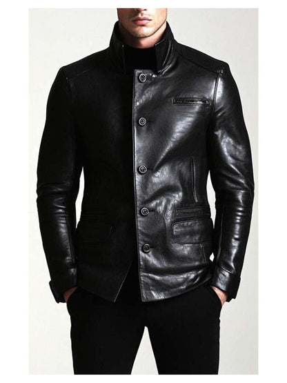 Men Stylish Biker Leather Jacket - Black Leather Jacket