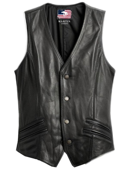 Men Stylish Black Leather Vest