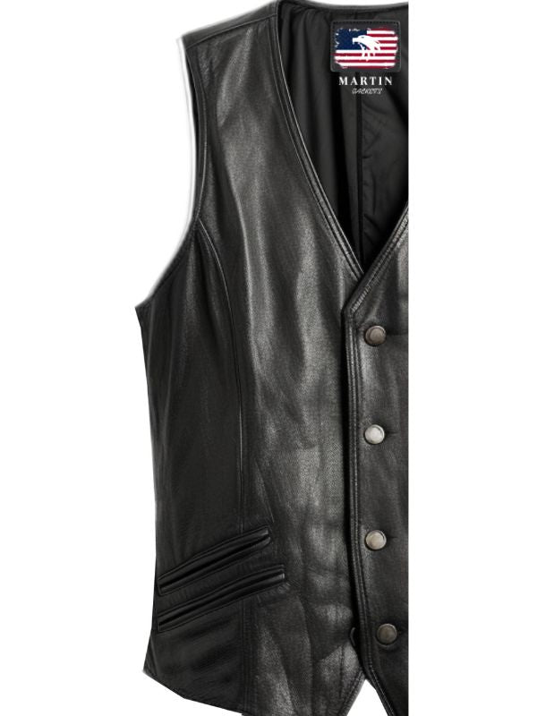 Men Stylish Black Leather Vest