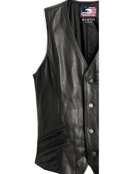 Men Stylish Black Leather Vest