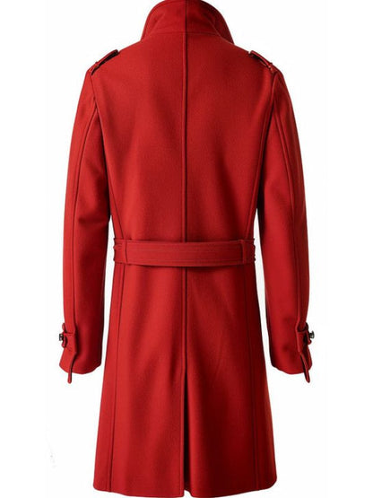 Men Stylish Red Wool Coat