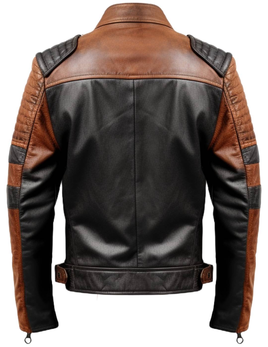 Men Brown Black Leather Jacket - Mens Brown Leather Biker Jacket