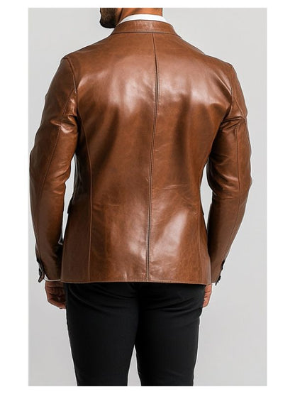 Premium Brown Leather Blazer - Brown Leather Jacket