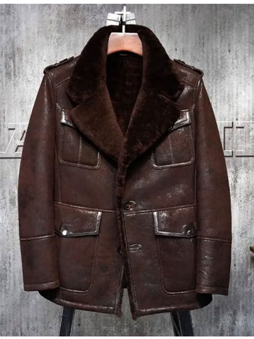 Men’s B3 Pilot Aviator Sheepskin Leather Bomber Jacket
