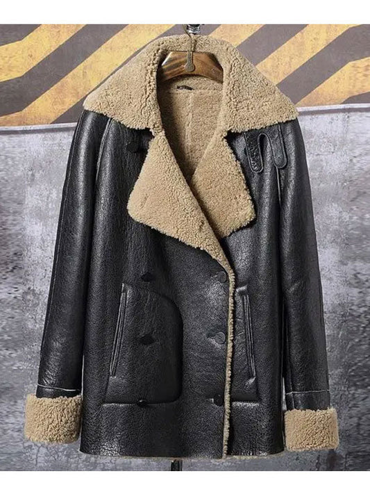 Men’s Shearling Short Fur Leather Jacket – Casual Thick Winter Coat