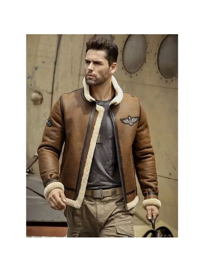 Men’s Sheepskin Shearling Motorcycle Leather Jacket
