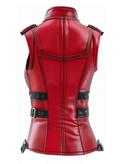 Sophie Red Leather Vest