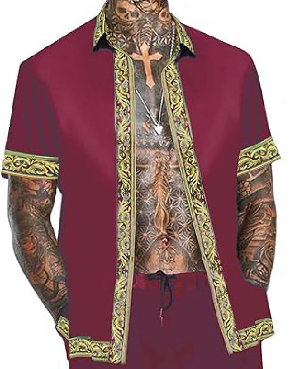 90 Day Fiance Pillow Talk Burgundy & Gold Trim Pajamas