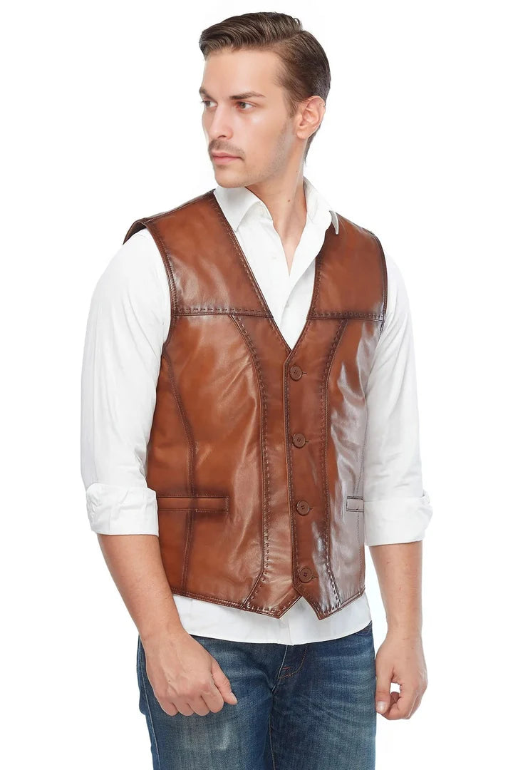 Calvin Brown Vest Jacket for Men