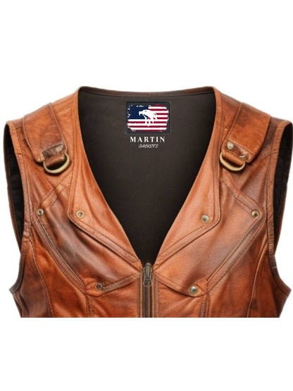 Vintage Brown Leather Vest