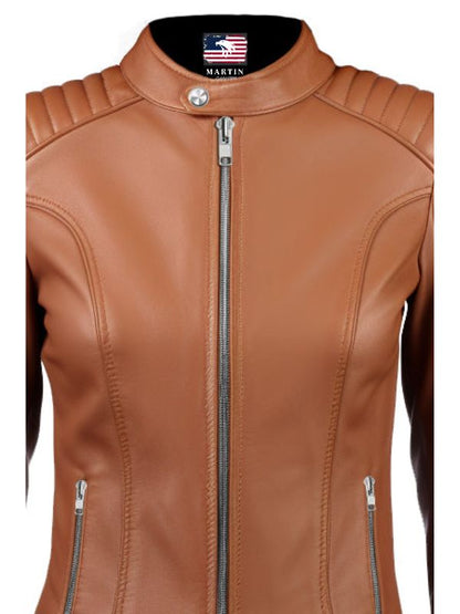 Women Leather Jacket - Brown Jacket for Women