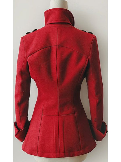 Women Stylish Red Fabric Coat