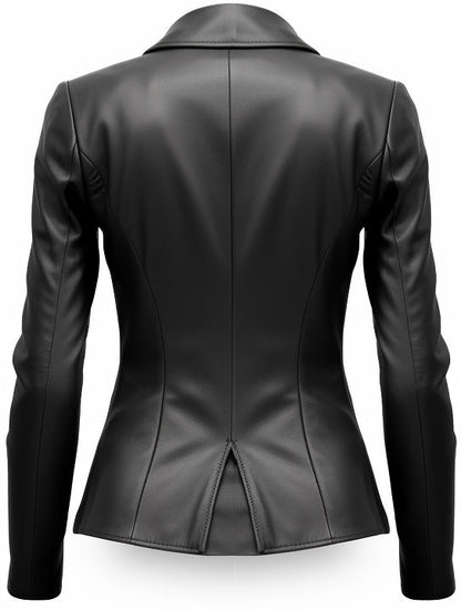 Women Black Leather Blazer - Women Leather Coat