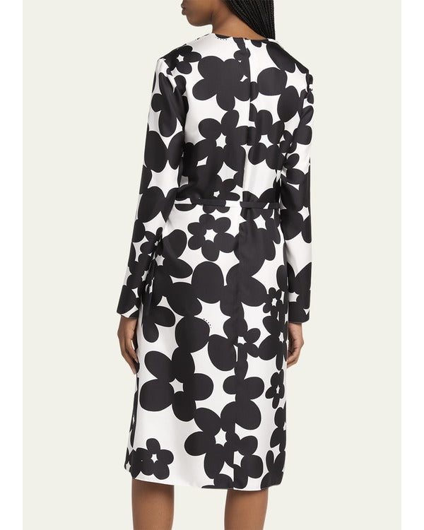 The View 2025 Sunny Hostin Black & White Silk Twill Floral Dress
