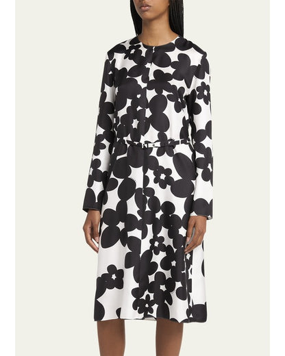 The View 2025 Sunny Hostin Black & White Silk Twill Floral Dress