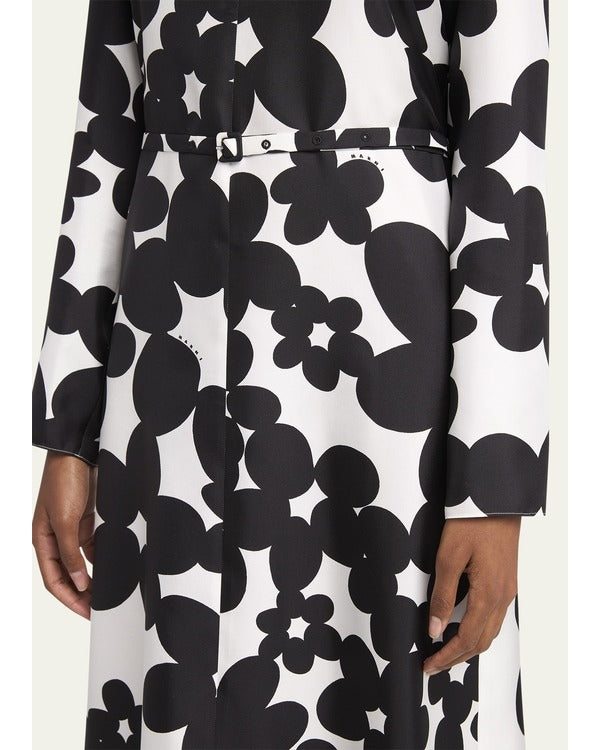The View 2025 Sunny Hostin Black & White Silk Twill Floral Dress
