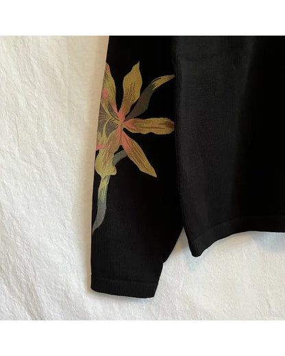 The Today Show 2025 Julian Orchid Print Black Sweater