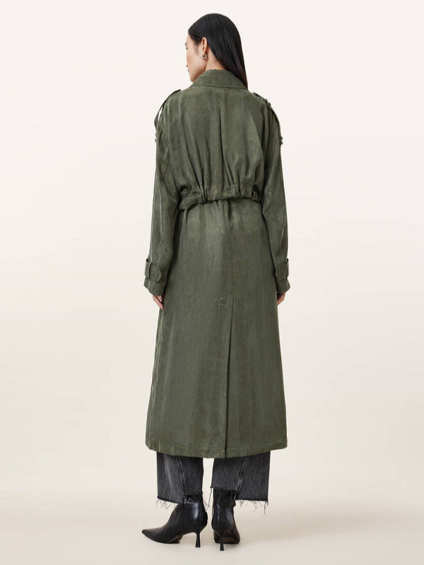 Shifting Gears 2025 Jenna Elfman Green Belted Trench Coat