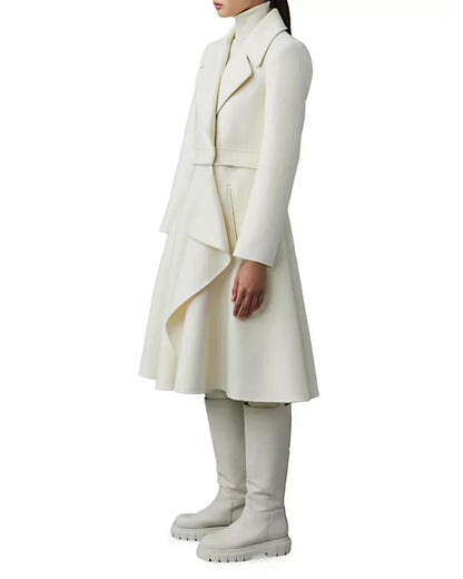 The Today Show 2025 Laura Jarrett White Wrap Ruffle Coat
